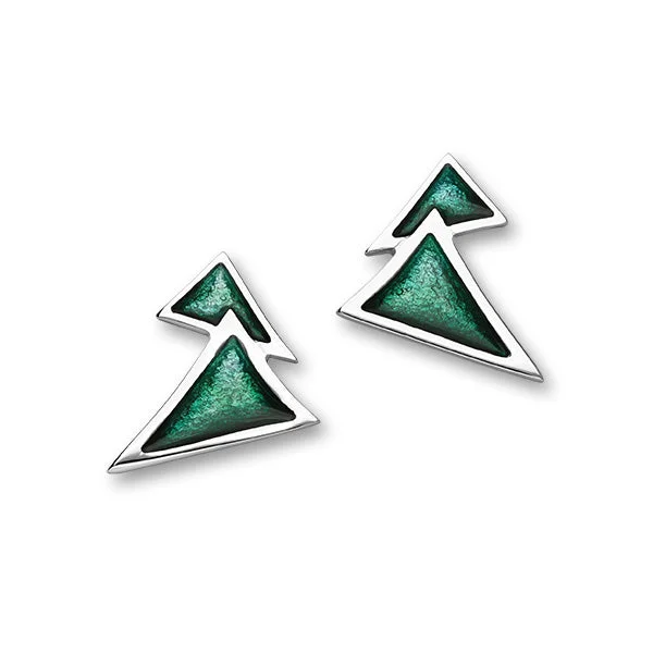 Festive Sterling Silver Enamel Christmas Tree Stud Earrings, EE610