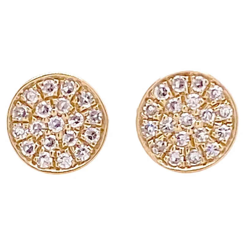 Circle Pave Diamond Stud Earrings