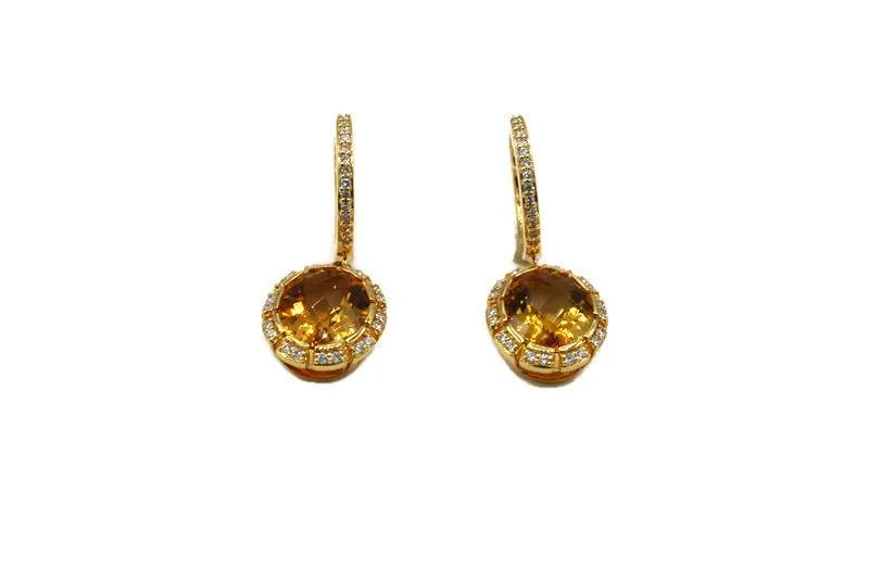 CITRINE AND DIAMOND DROP EARRINGS