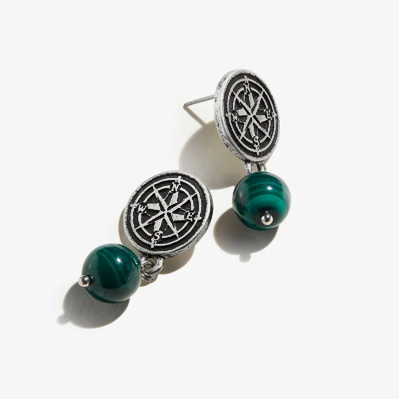 Compass Coin Drop Earrings