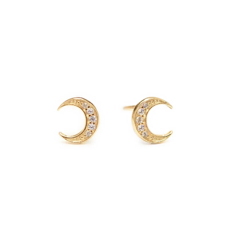 Crescent Moon Pave Studs