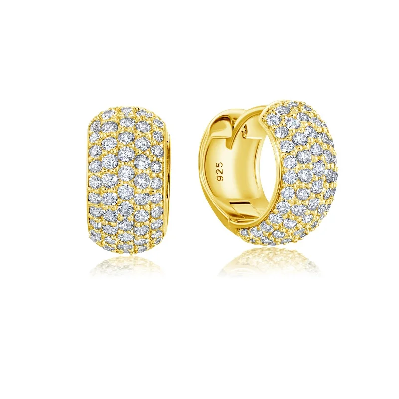 Crislu 18KT Yellow Gold Plated Sterling Silver Cubic Zirconia Huggie Earrings