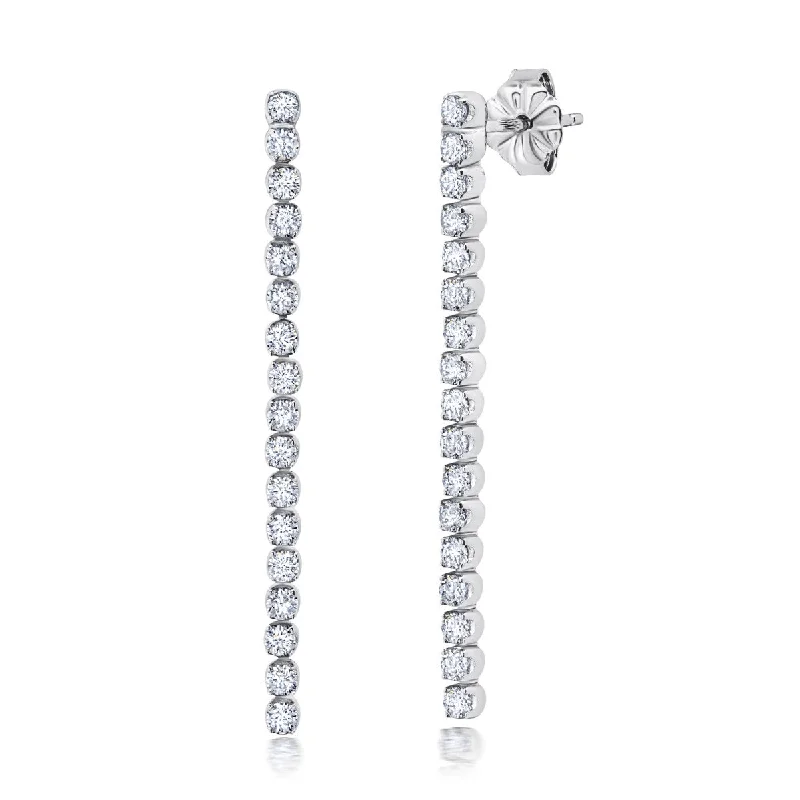 Crislu Platinum Plated Sterling Silver 2MM Cubic Zirconia Fashion Drop & Dangle Earrings