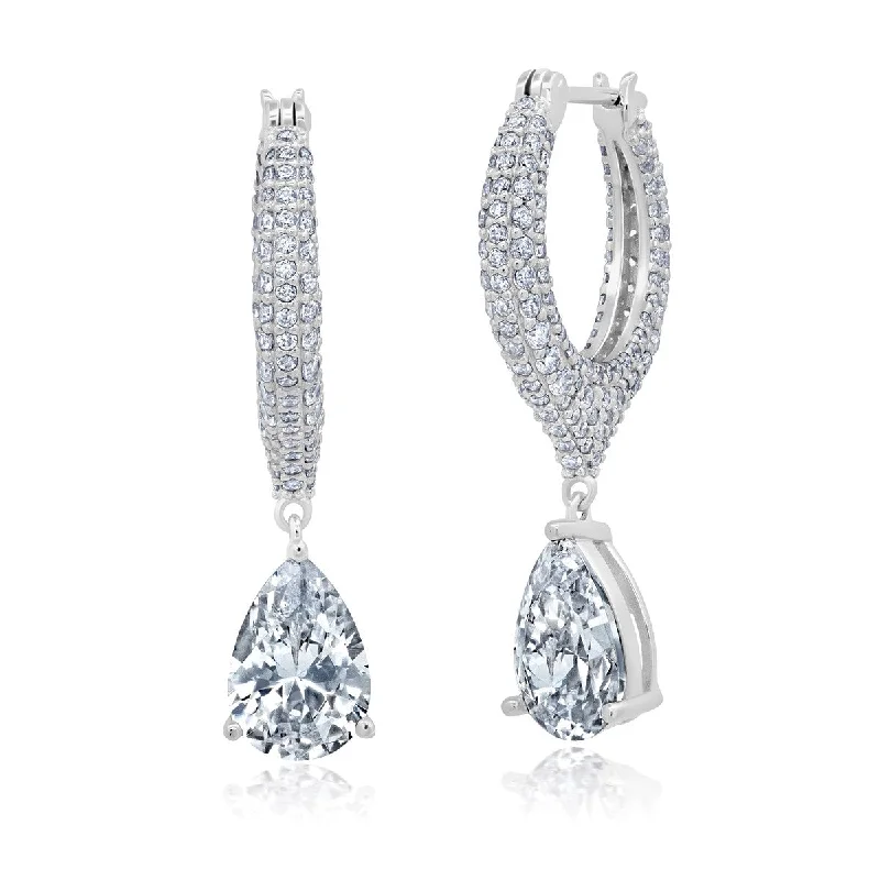 Crislu Platinum Plated Sterling Silver and Cubic Zirconia Earrings