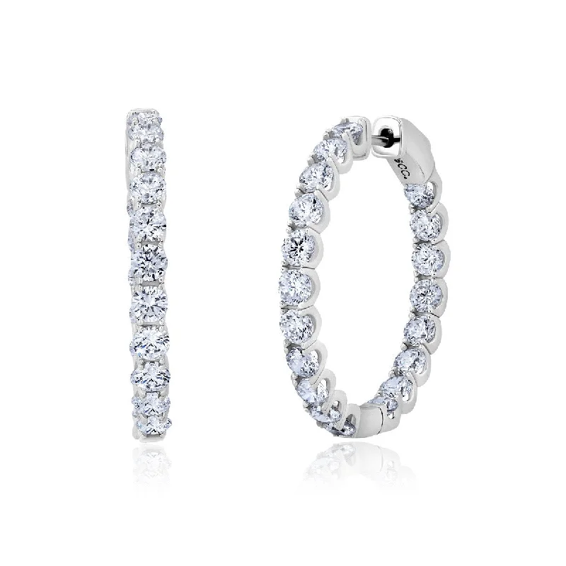 Crislu Platinum Plated Sterling Silver and Cubic Zirconia Hoop Earrings