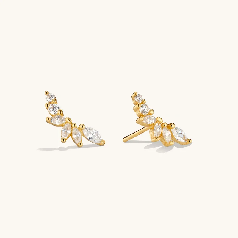 Crystal Climber Studs Gold