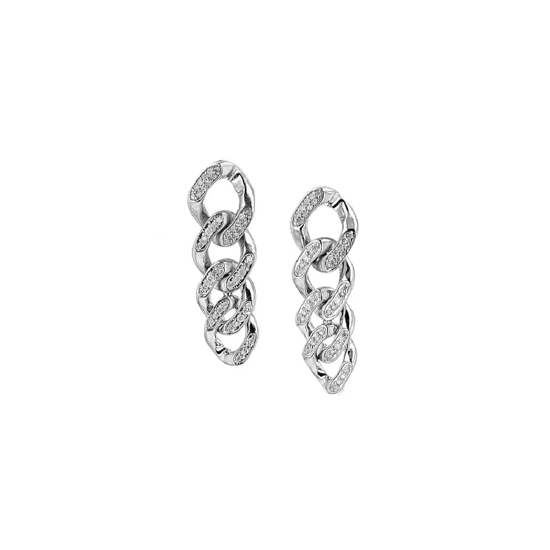 Curb Chain Link Diamond Earrings