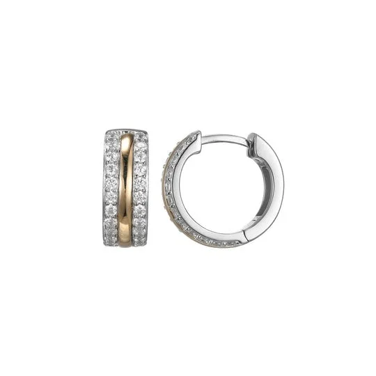 CZ Gold Plated Silver Huggie Hoop Earrings