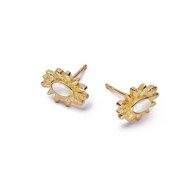 Daisy Mother of Pearl Stud Earrings 18ct Gold Plate