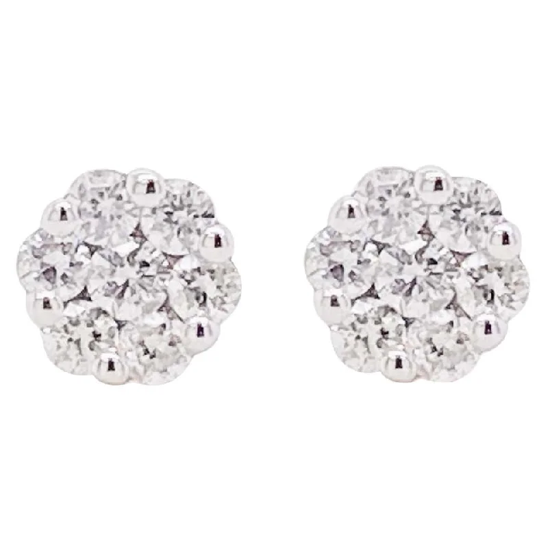 Diamond Cluster Stud Earrings