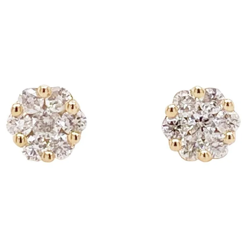 Diamond Flower Cluster Stud Earrings