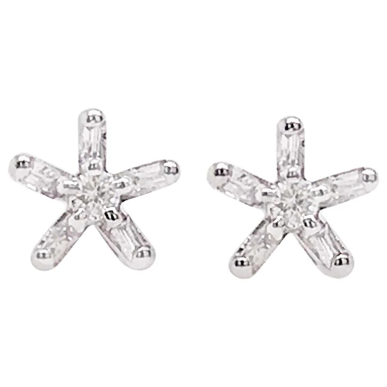 Diamond Star Flower Earrings