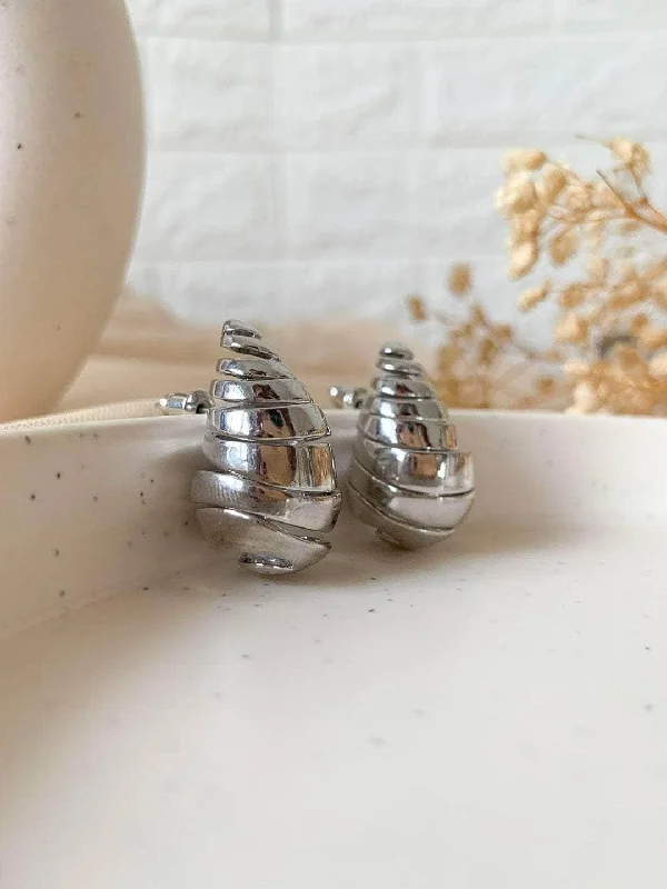 Dome Drop Earrings Silver