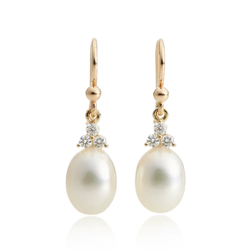 Madison Drop Earrings in Pearls & Diamonds