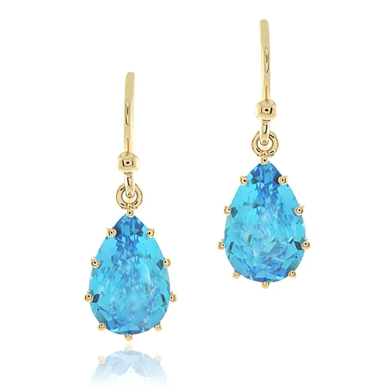 Swiss Blue Topaz Faceted Drop Earrings