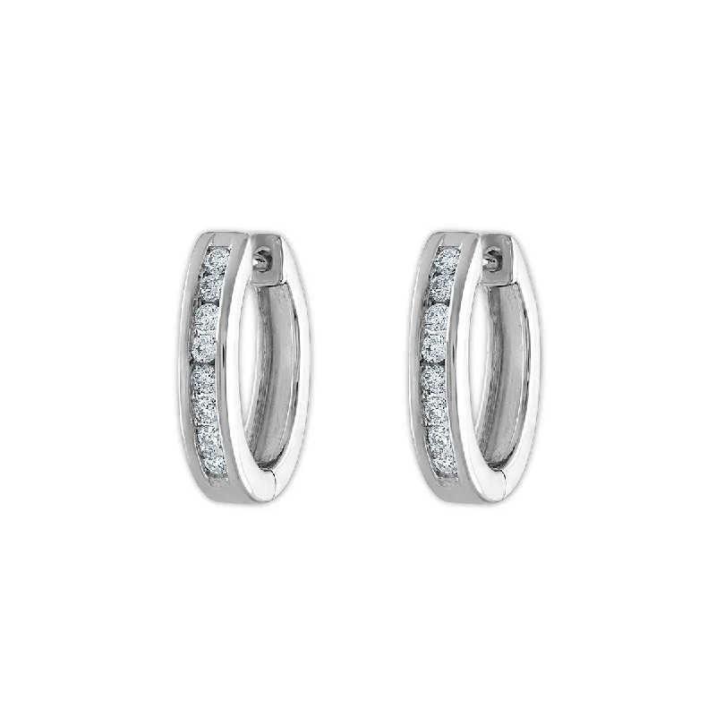 EcoLove 1/4 CTW Lab Grown Diamond Hoop Earrings in Rhodium Plated Sterling Silver