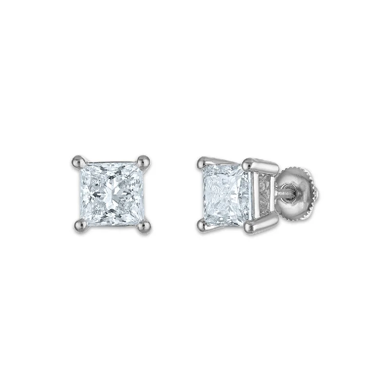 EcoLove 4 CTW Lab Grown Diamond Stud Princess Cut Earrings in 10KT White Gold