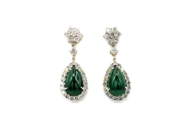 EMERALD AND DIAMOND DROP EARRINGS