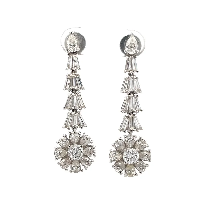 Flower Diamond Drop Earrings