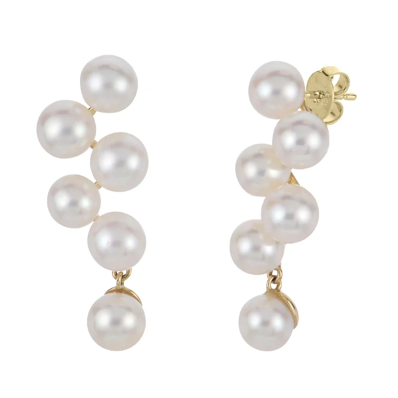 Freshwater Pearl Cascade Drop 14K Yellow Gold Earrings