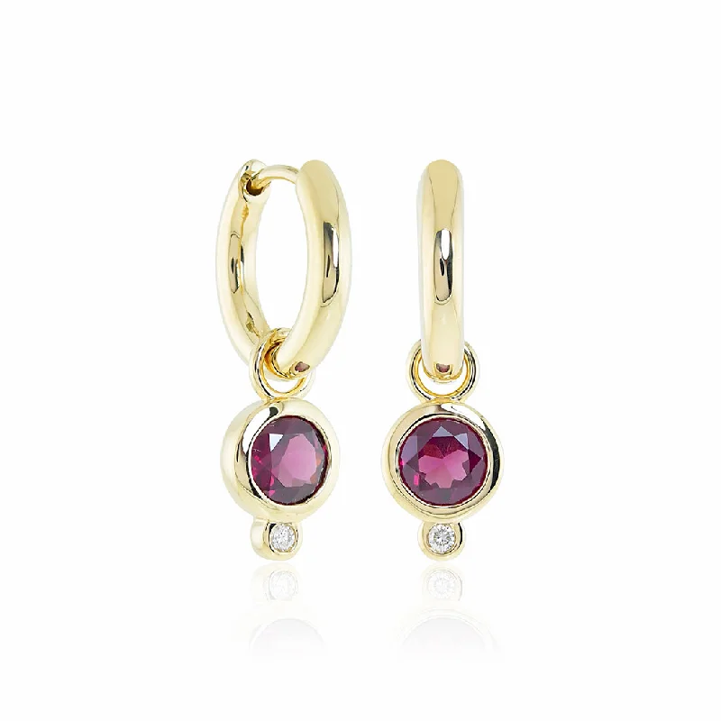 Amora Drop Earrings in Garnet & Diamonds