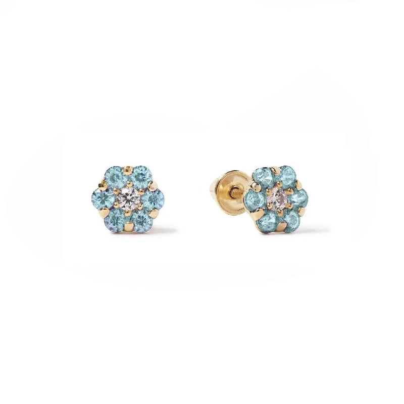 Gemstone Cluster Studs Aquamarine