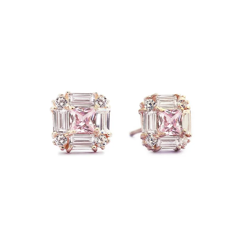 Gemstone Deco Studs Pink Sapphire