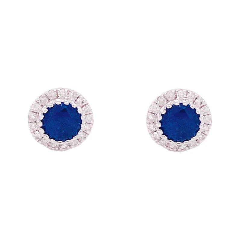 Gemstone and Diamond Halo Stud Earrings