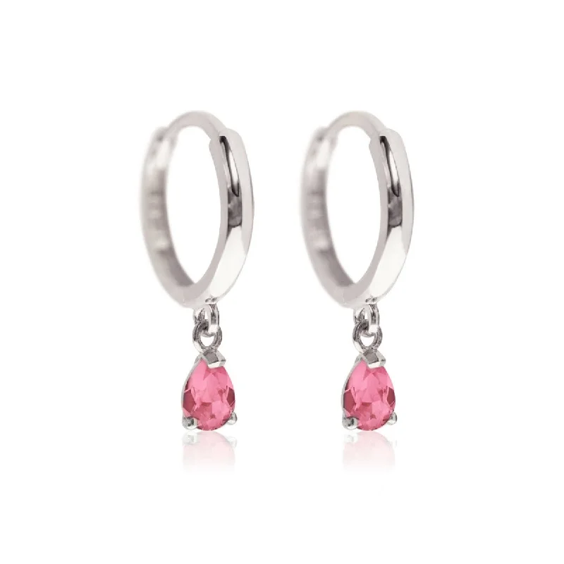 Gemstone Pear Drop Huggies Pink Sapphire