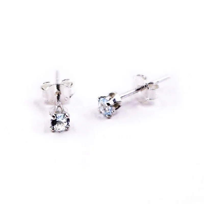 Aquamarine Sterling Silver Stud Earrings