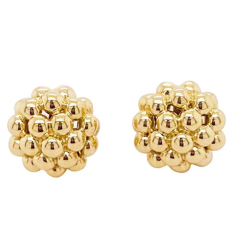 Gold Bead Cluster Stud Earrings