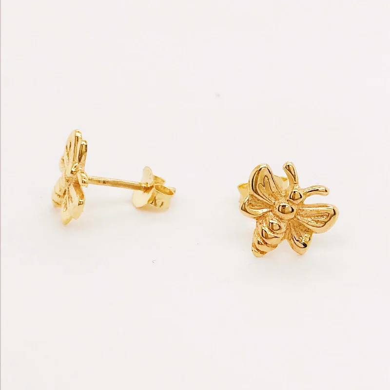 Gold Bee Earring Studs