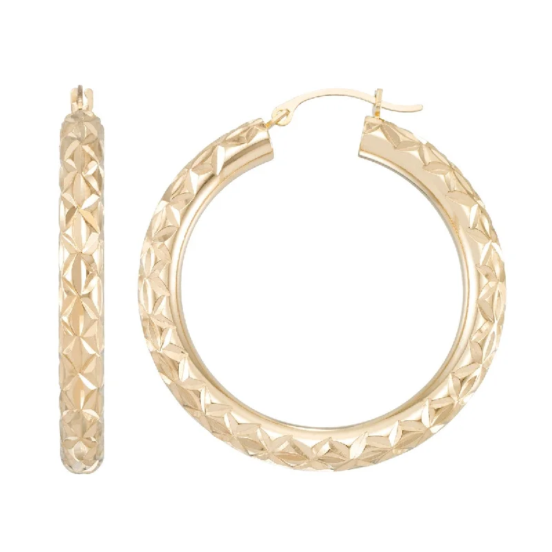 Gold Luxe Diamond Cut Round Hoop in 10KT Yellow Gold Over Resin