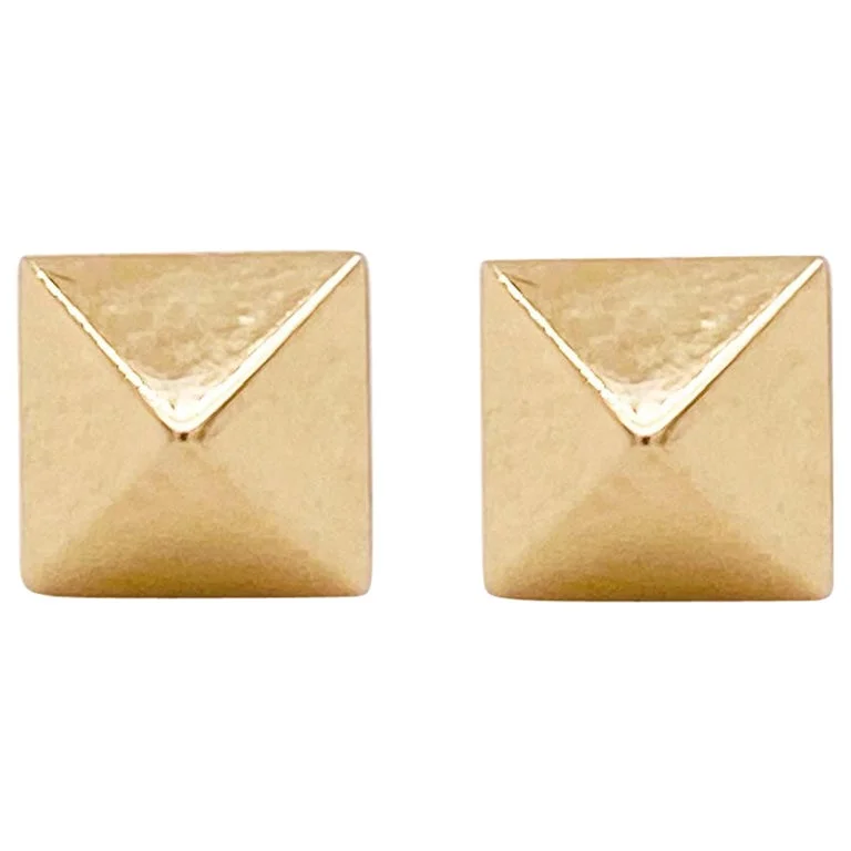 Gold Pyramid Stud Earrings