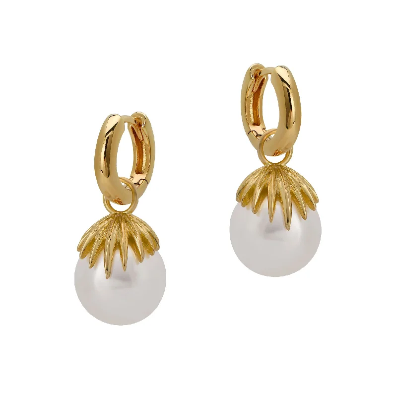 Goldbug Palm Pearl Hoop Earrings