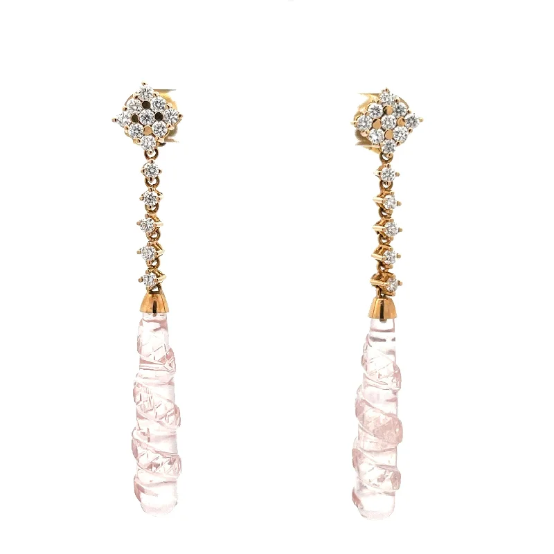 Gregorio Pink Quartz Rain Drop Earrings