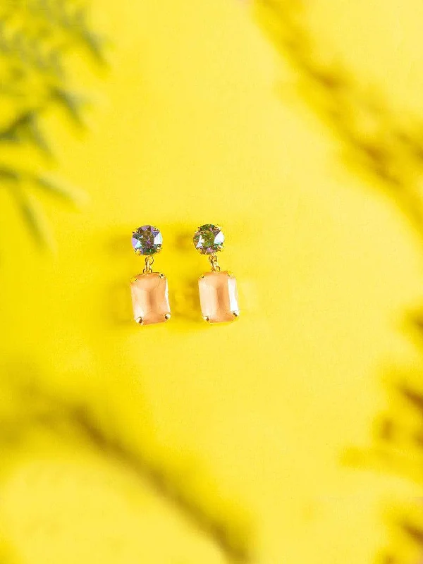 Irridescent Square Drop Earrings Pink