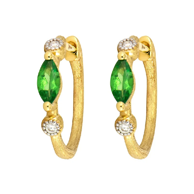 Jude Frances Provence Tsavorite Marquise Hoop Earrings