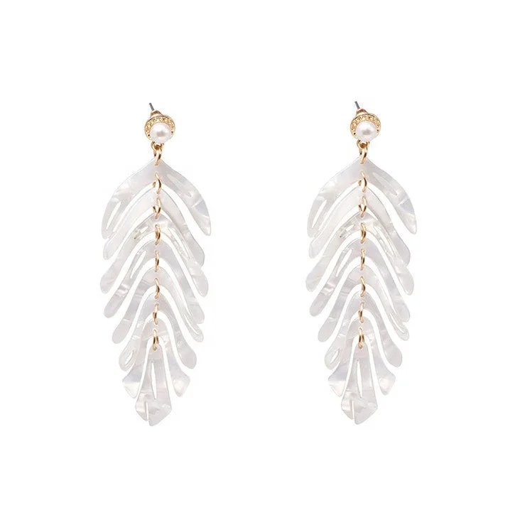 Leaf Drop Earrings In Ivory