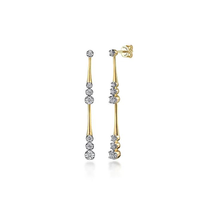 Linear Graduated Diamond Station Drop Earrings