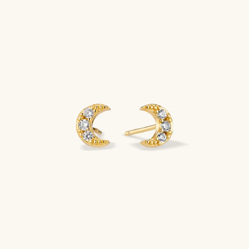 Luna Crystal Stud Earring in Gold