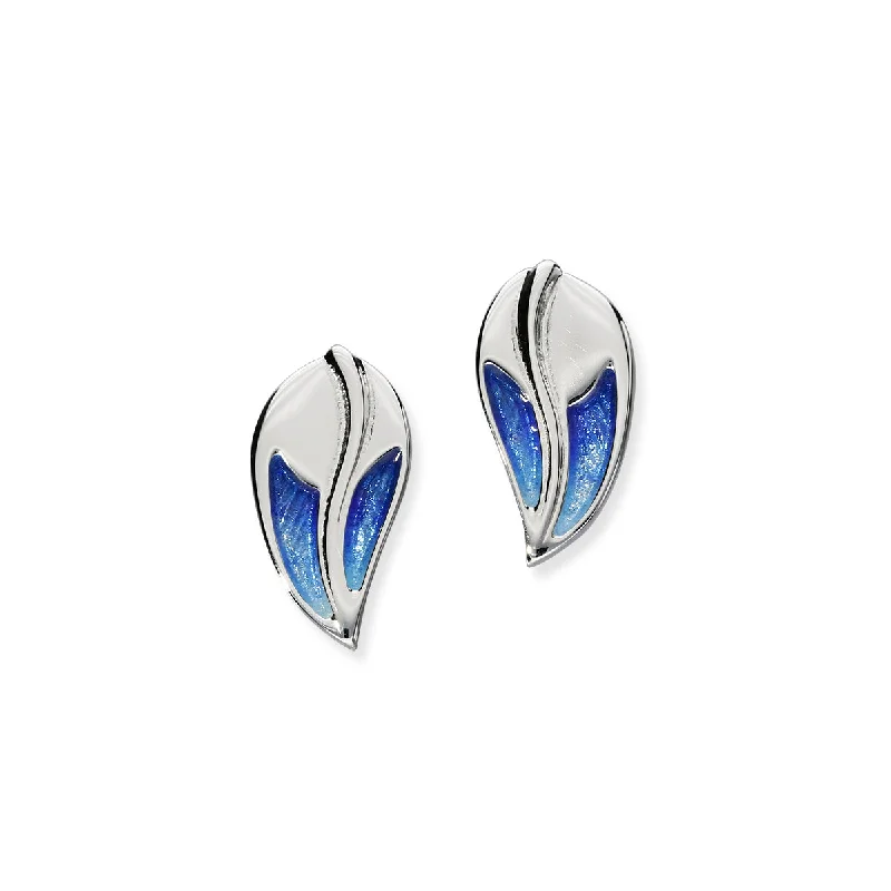 Meadow Sterling Silver & Blue Enamel Stud Earrings, EE173