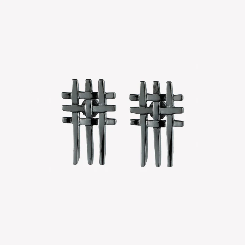 MENS GRIDLINE STUD EARRINGS