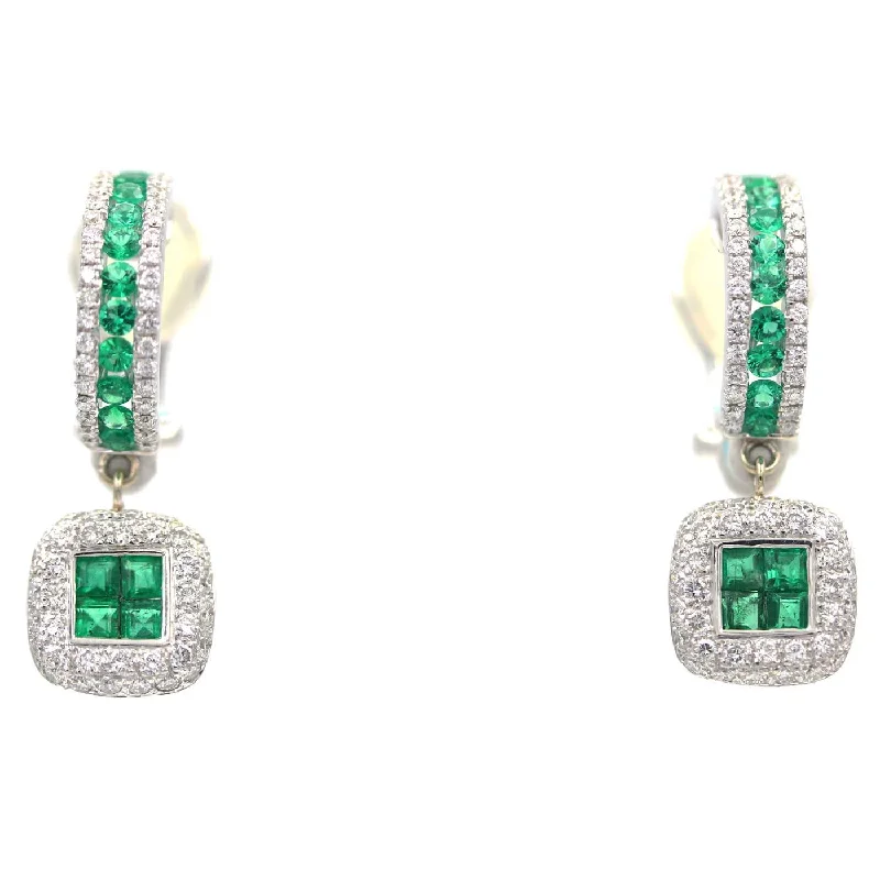 merald And Diamond Drop Earrings