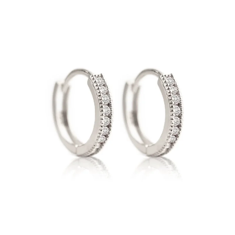 Milgrain Diamond Huggie Earrings