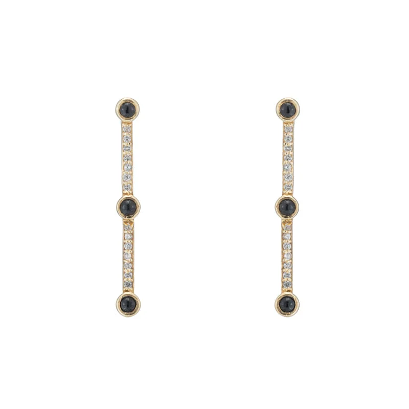 Montreal Pavé Bar and Gemstone Earrings