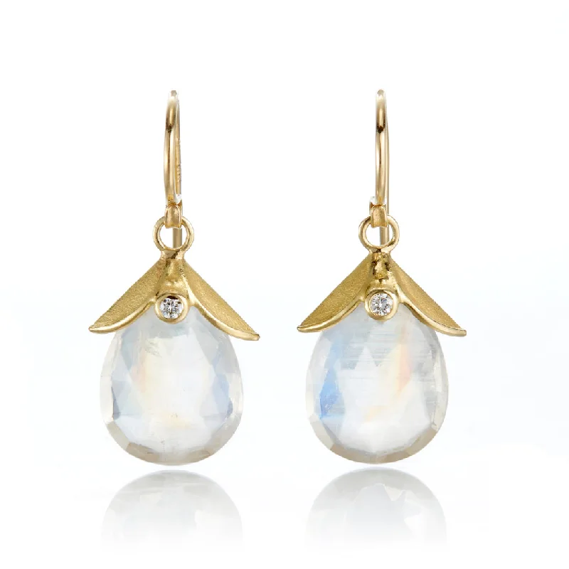 Pear-Shaped Moonstone Drop Earrings