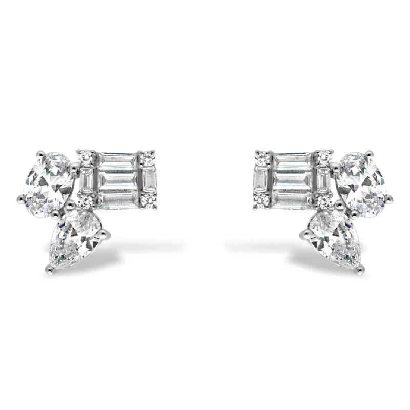 MULTISTONED CHARMING STUD SILVER EARRING