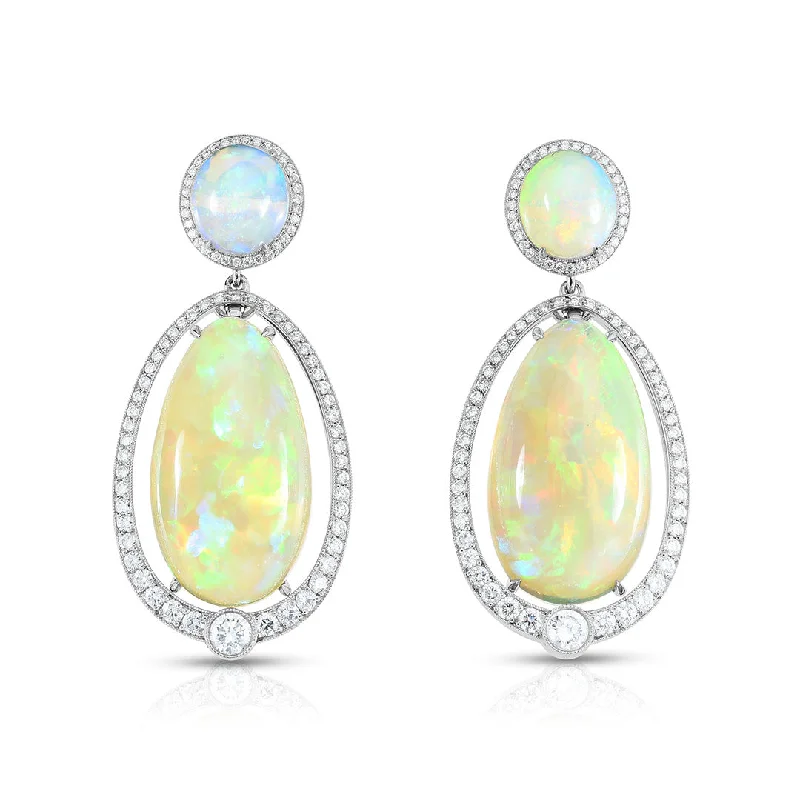 Opal & Diamond Drop Earrings