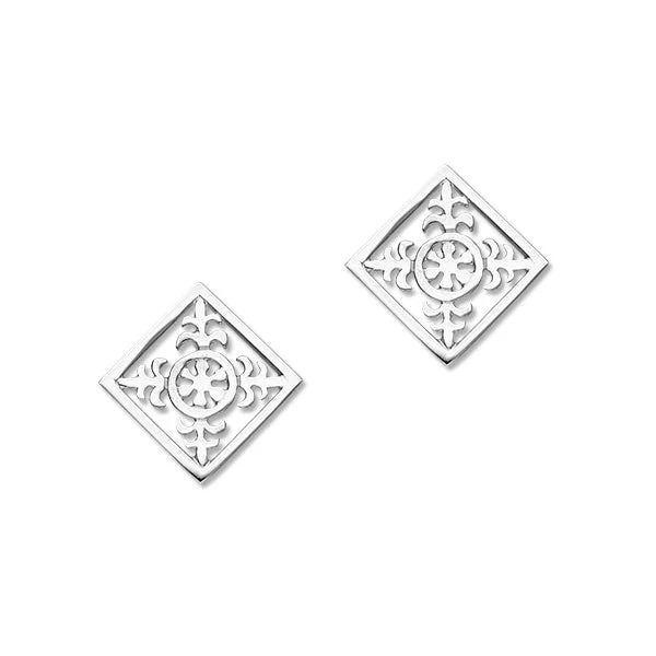 Orkney St Magnus Sterling Silver Square 308 Stud Earrings, E308